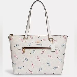 ***ISO***COACH Tennis Gallery Tote In Signature Canvas With Racquet Print